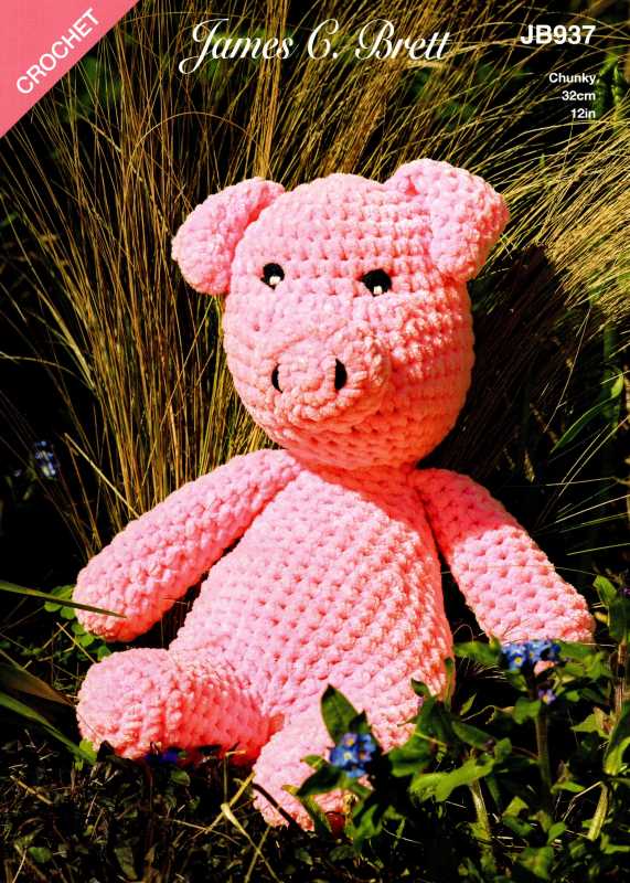 Crochet Pattern - James C Brett JB937 - Flutterby Chunky - Petunia Pig